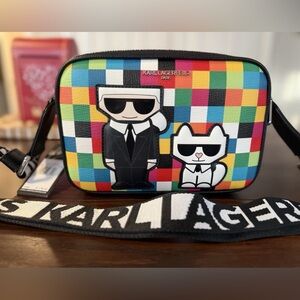 Karl Lagerfeld Multicolor Checkerboard K/Ikonik Camera Crossbody